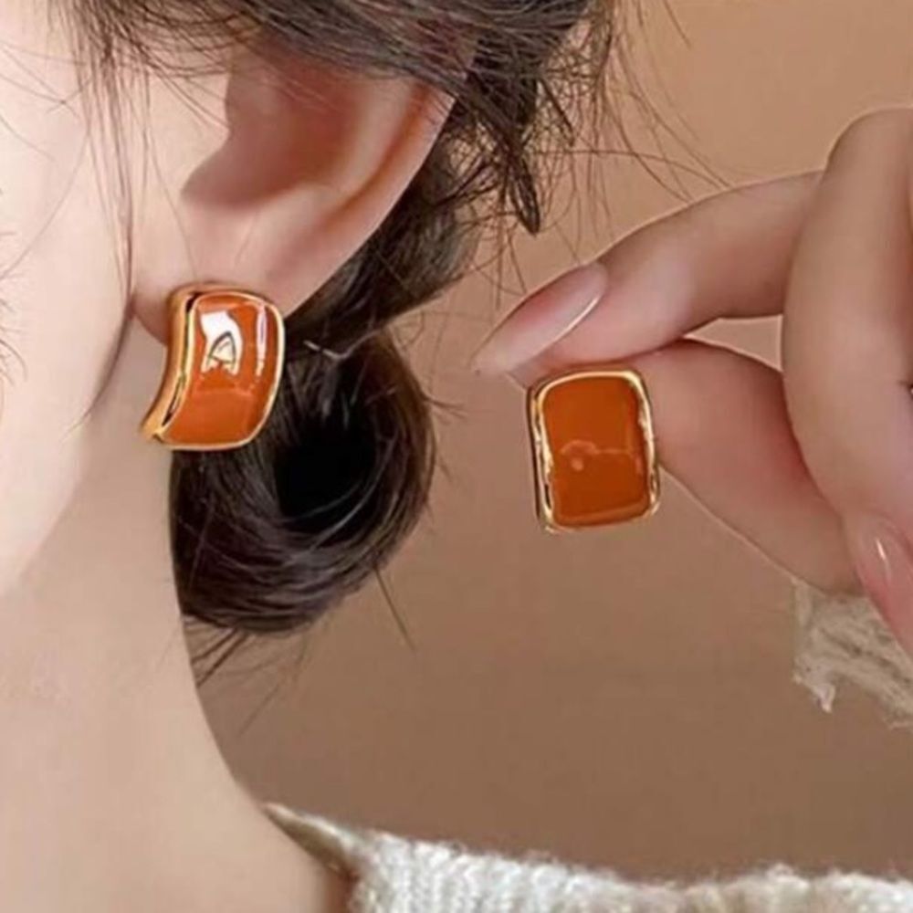 3for$20 1pair Vintage Elegant Small Geometric Oil Drip Earrings